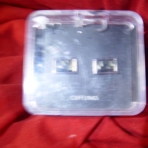 New Cuff Links Silver Toned Black Kohls Vintage Pair - Picture 3 of 3